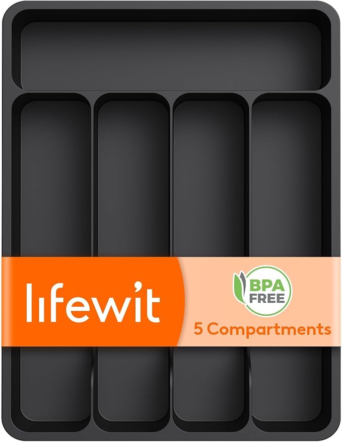 Lifewit Silverware Drawer Organizer Tray, Plastic Cutlery Storage by Lifewit