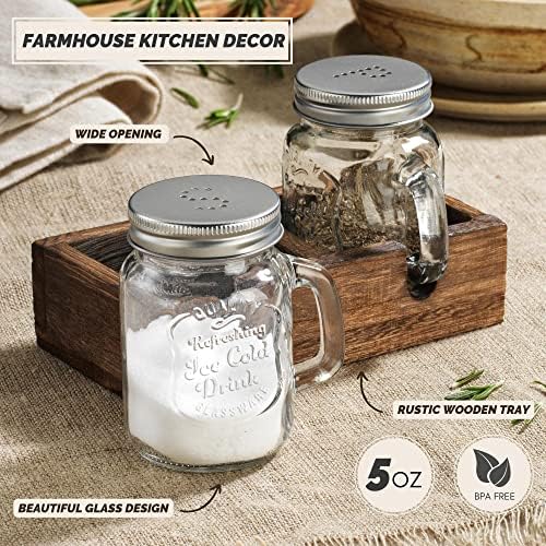 Mason Jar Salt and Pepper Shakers - Vintage Glass Condiment Dispenser