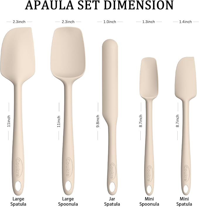 Coukre Silicone Spatula Set of 5, High Temperature Resistant, Food Grade - Image 2