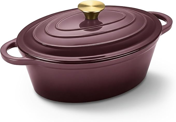 Oval Dutch Oven for Bread Baking, 4.5 Quart Non Stick Enameled Cast Iron Dutch by Kerilyn
