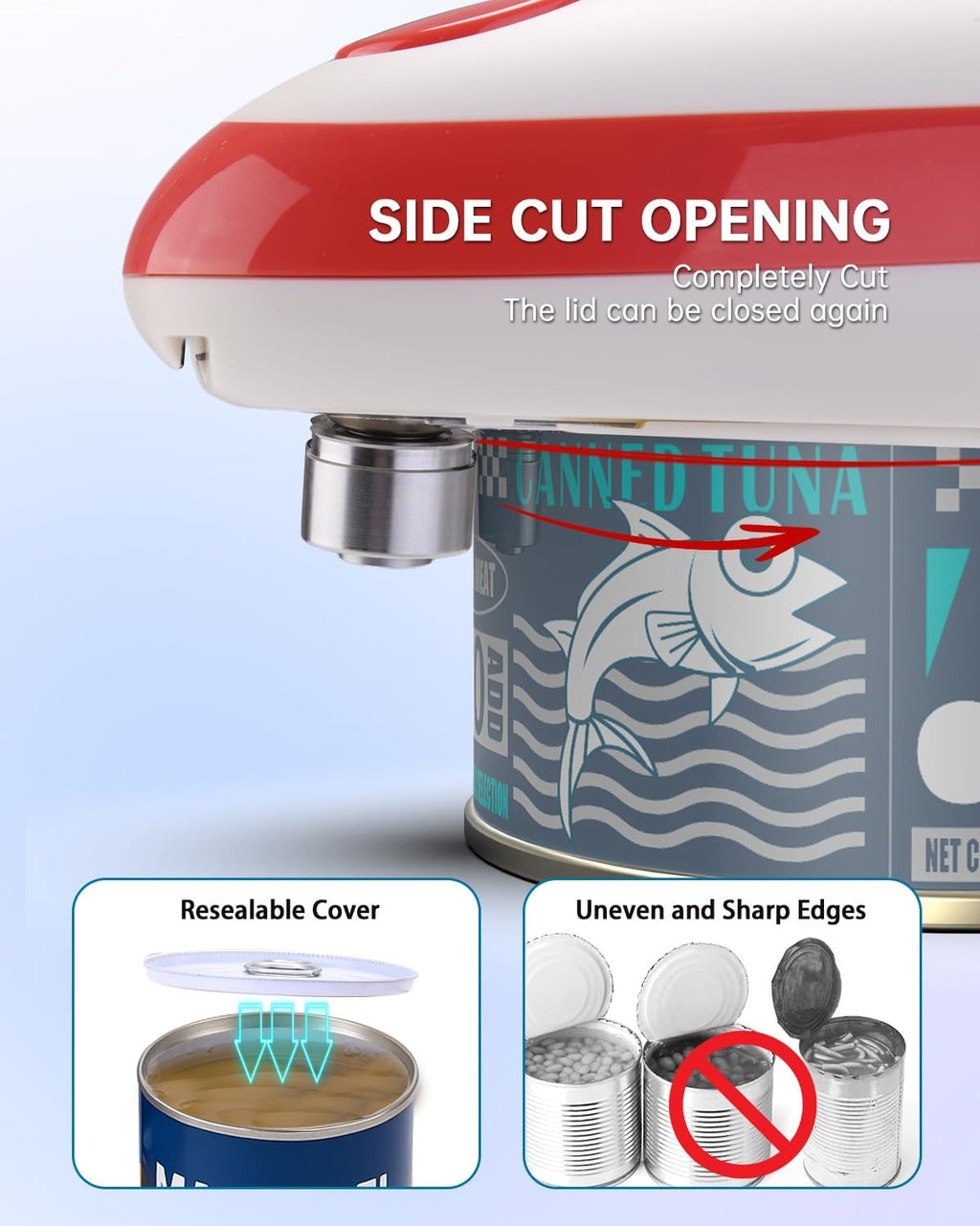 CIRCLE JOY Electric Can Opener, One-Touch Automatic Can Opening with