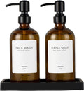 Glass Soap Dispenser Set for Kitchen, Hand and Dish Soap Dispenser by unisence