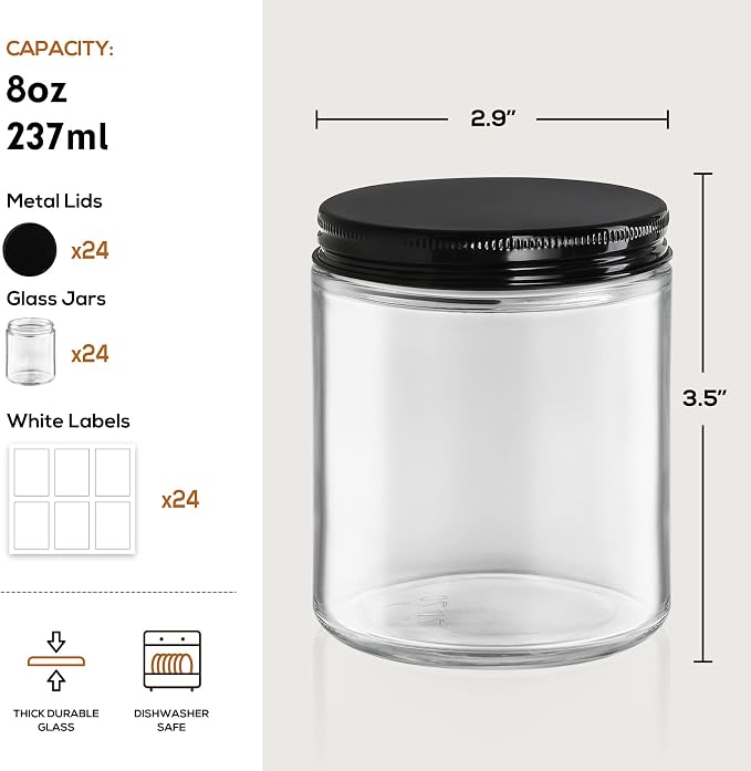 24 Pack, 8 OZ Thick Glass Jars - Image 2