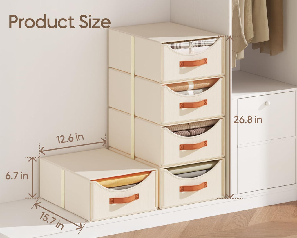 Stackable Storage Drawers - Large Collapsible Storage Bins with