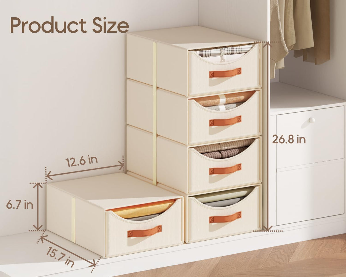 Stackable Storage Drawers - Large Collapsible Storage Bins with
