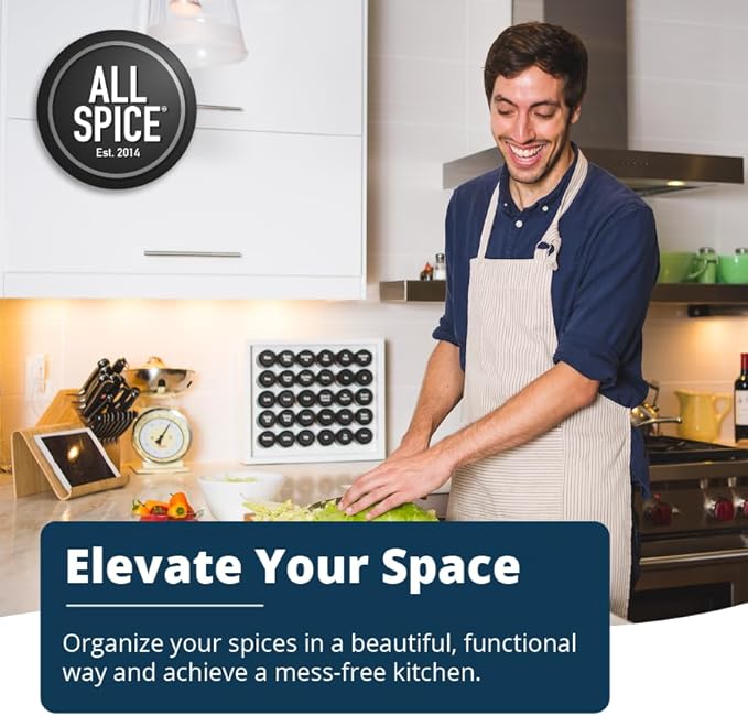 AllSpice Spice Rack Organizer, 525 Unique Labels, Countertop or Wall Mount - Image 2