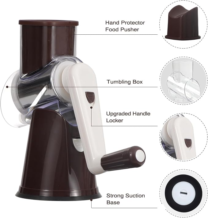 Cambom Rotary Cheese Grater Hand Crank Cheese Shredder - Image 5