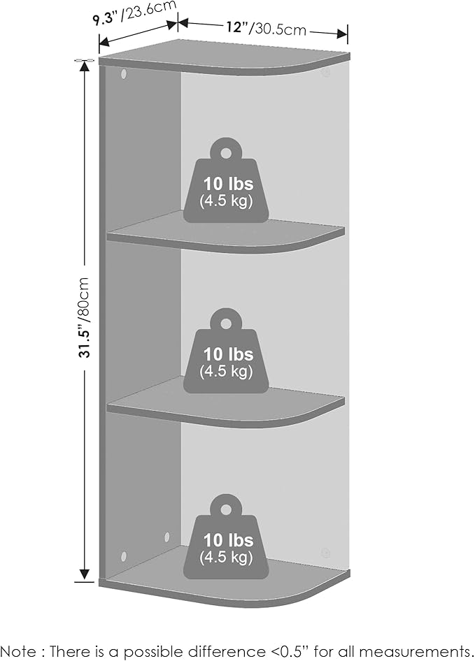 Furinno Reed Corner Shelf, 3-Tier Corner Bookshelf, Book Shelf, Corner Shelves - Image 3
