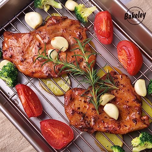 13 Inch Baking Pan With Rack Carbon Steel Nonstick Tray for Oven