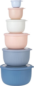 COOK WITH COLOR Prep Bowls with Lids- Wide and Deep Nesting Plastic Small by CookwithColor