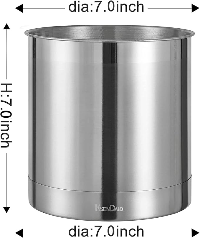 KSENDALO Stainless Steel Utensil Holder 7x7inch Large Utensil Holder - Image 4