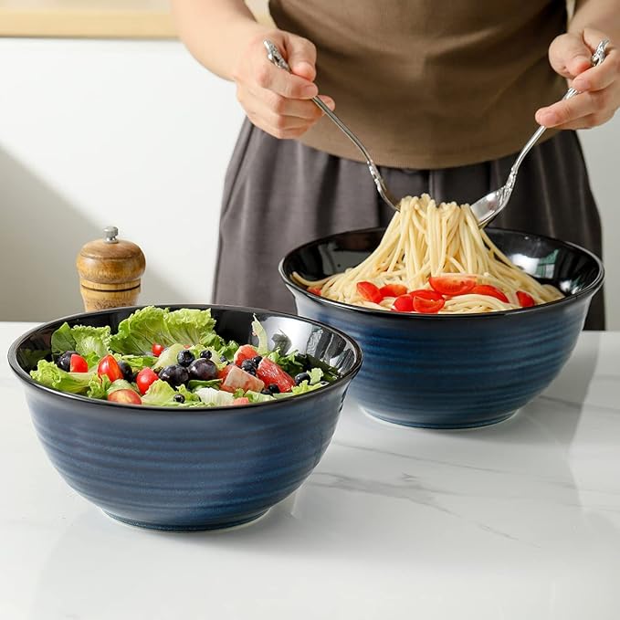 HASENSE Ceramic Serving Bowls, 9 Inch Large Salad Bowls - Image 2