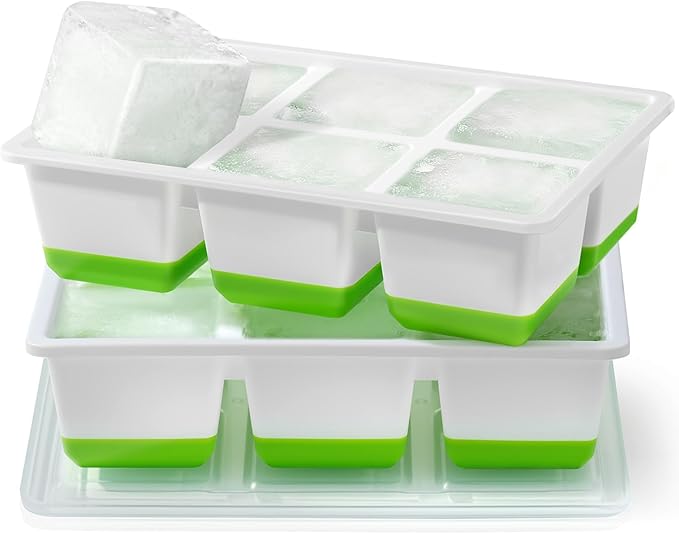 Large Ice Cube Trays 2 Pack, Easy Release 2.4" Super Big Ice Cubes, Stackable by Jrisbo