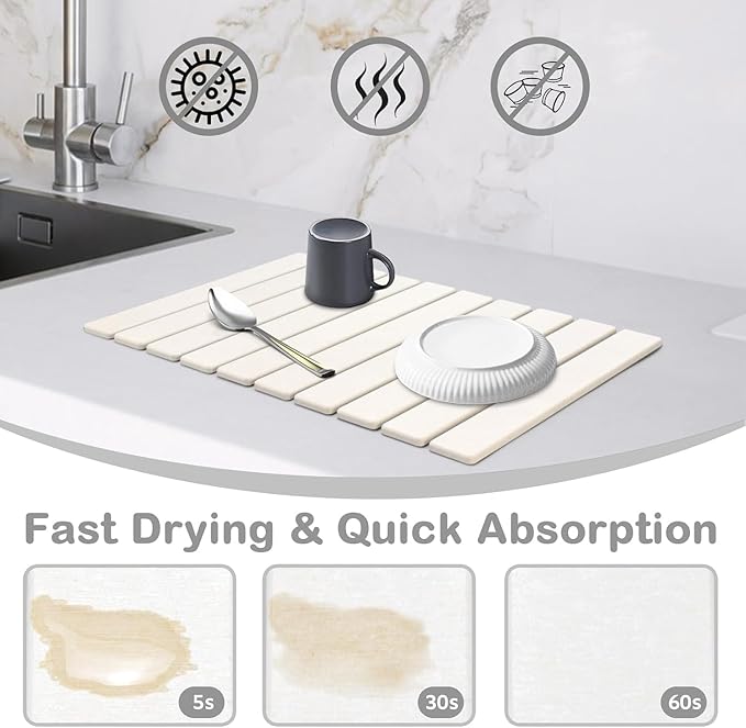 2 PCS Large Stone Dish Drying Mat - Image 2