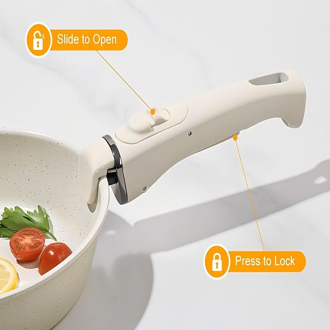 Pots and Pans Set Non Stick 20PCS, Ceramic Cookware Set Detachable Handle Non - Image 7