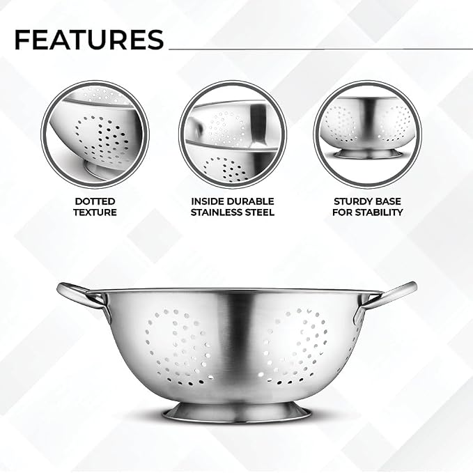 Avador Set of 3 Stainless Steel Colanders, Comes in 1.5 Quart 3qt Quart and 5 - Image 5