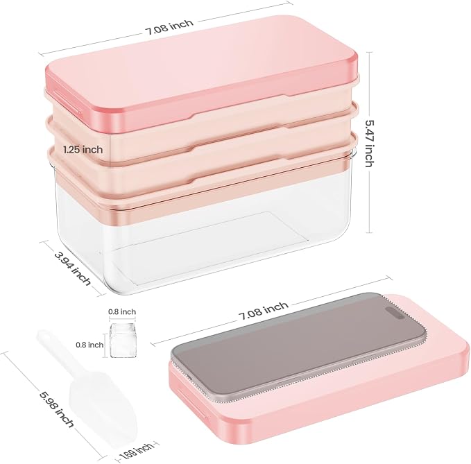 PHINOX Ice Cube Tray with Lid and Bin, 3 Pack Plastic Ice Cube Tray Molds - Image 3