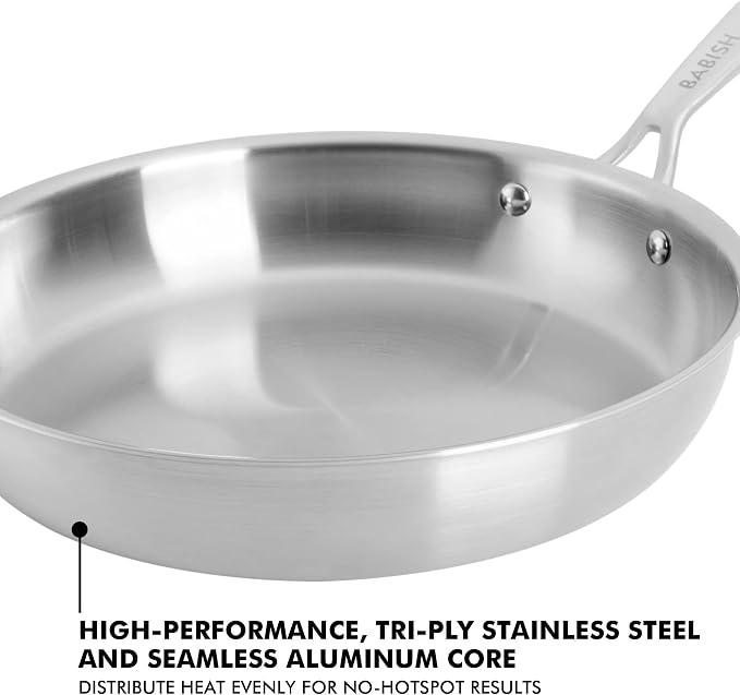 Babish 10-Inch Tri-Ply Stainless Steel Frying Pan – Professional Grade Skillet - Image 2