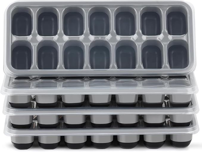 Ice Cube Tray 4 Pack, Easy-Release & Flexible 56 pcs Silicone Ice Cube Trays by Jrisbo