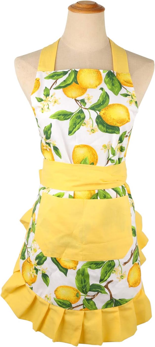 G2PLUS Thick Lemon Cotton Apron, Kitchen Apron by G2PLUS