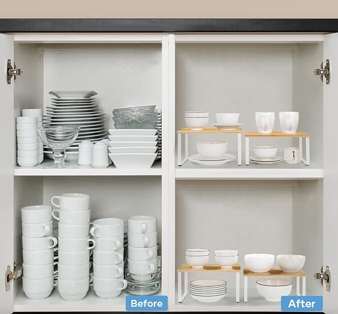 NEX Kitchen Cabinet and Counter Shelf Organizer, Stackable & Expandable - Image 3