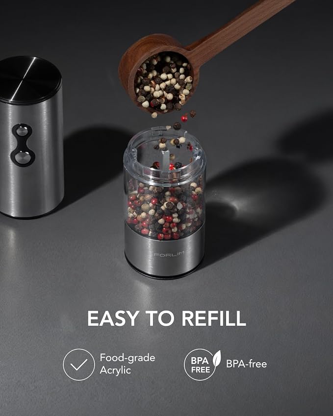 FORLIM Rechargeable Electric Salt and Pepper Grinder Set, Dual-Speed Control - Image 7