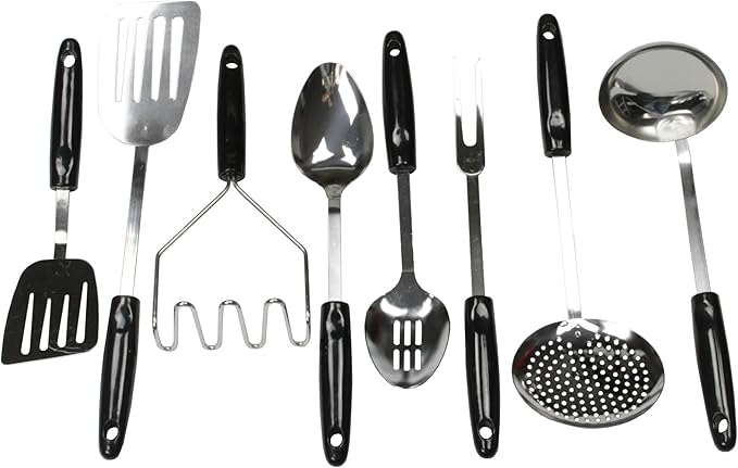 Chef Craft Basic Stainless Steel Kitchen Tool and Utensil Set, 8 Piece Set by ChefCraft