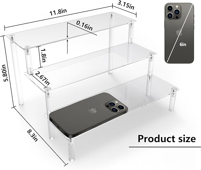 Acrylic Riser Clear Display Stand Cologne Organizer Acrylic Shelves 3 Tier Shelf - Image 3