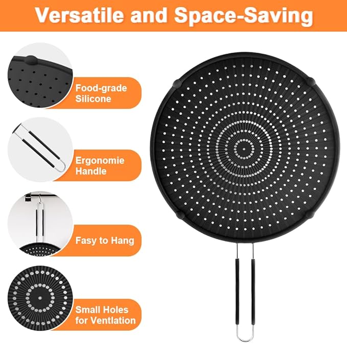 Splatter Screen for Frying Pan, Grease Splatter Guard, Heat-Resistant Splatter - Image 4