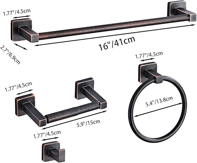 Bathroom Hardware Set 4 Pieces, Oil Rubbed Bronze Towel Bar Set Stainless Steel - Image 6