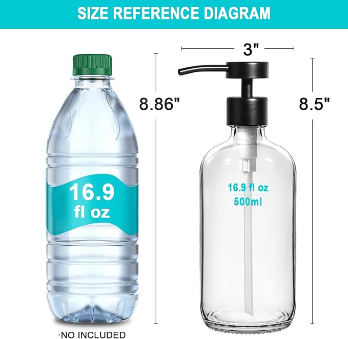 RYTOXILO Clear Soap Dispenser 2 Pack, Glass Soap Dispenser - Image 8