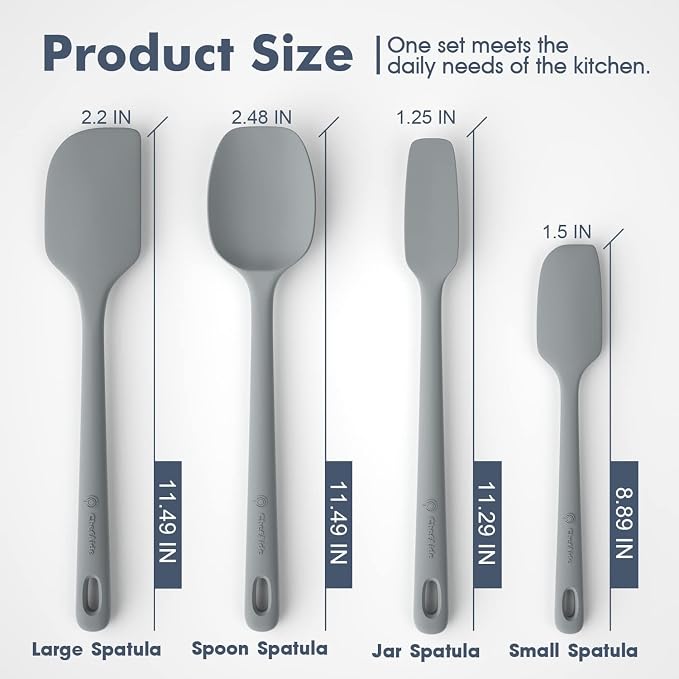 ChefAide 4 Pieces Silicone Spatula Set, Food Grade Rubber Spatula, Upgrade - Image 2