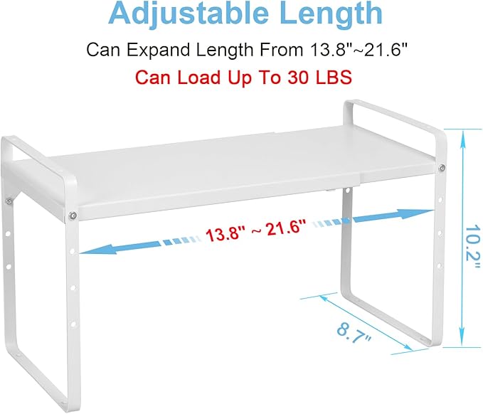 Set of 2 Expandable Cabinet Shelf Organizer, Stackable Kitchen Countertop - Image 2