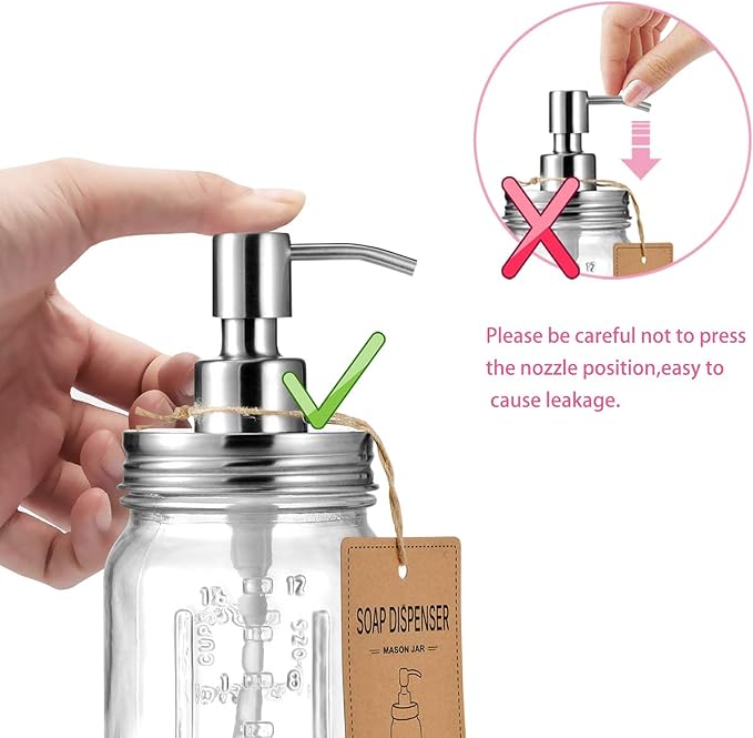 Amolliar Mason Jar Soap Dispensers, Rustproof Stainless Steel Lid &Pump - Image 6