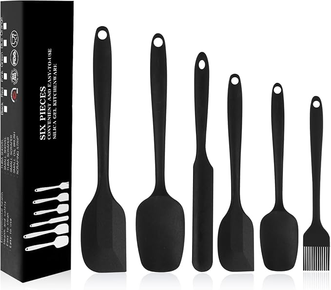 Silicone Spatulas Set of 6, Rubber Spoon Spatula Heat Resistant Spoonula One by MOACC