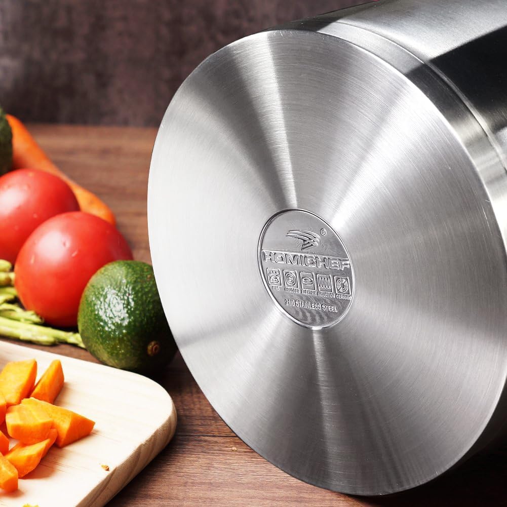HOMI CHEF HEAVY ECOLOGICAL NICKEL FREE Stainless Steel Stock Pot 8QT