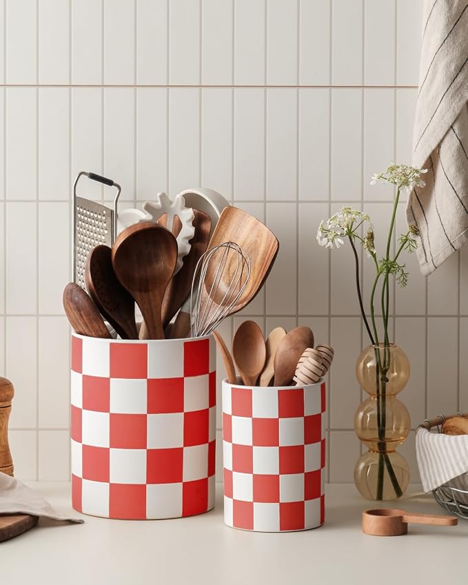 Utensil Holder，7.1"+5.8" Ceramic Kitchen Utensil - Image 5