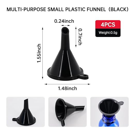 Mini Funnel 4-Pack for Lab Bottles, Sand Art, Essential Oil, Recreational - Image 2