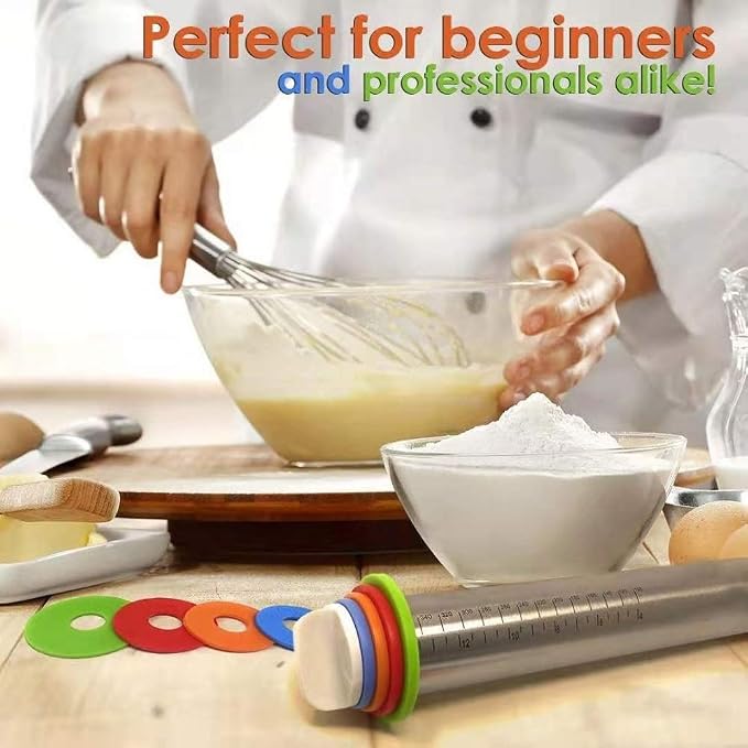 Adjustable Rolling Pin with Thickness Rings - Image 5