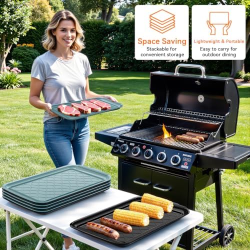 Grilling Prep & Serve Trays for Party Set of 2, Large BBQ Serving