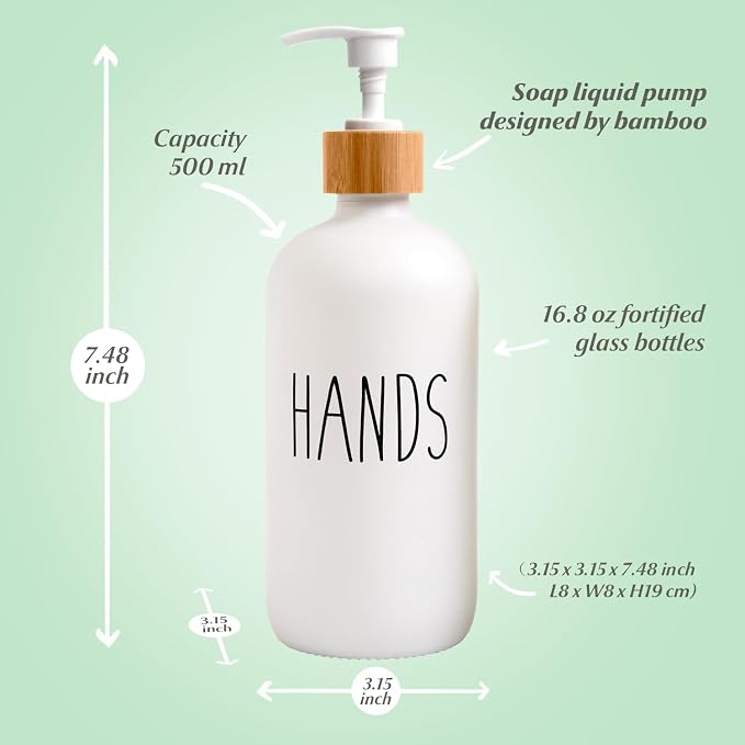 LOOCHICA 2 Pack White Glass Soap Dispenser Set - Image 3