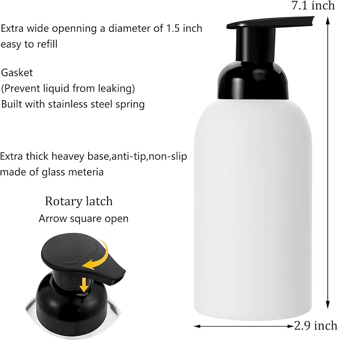 rejomiik 2 Pack Foaming Soap Dispenser Thick Glass Foam Hand Soap Dispenser - Image 5