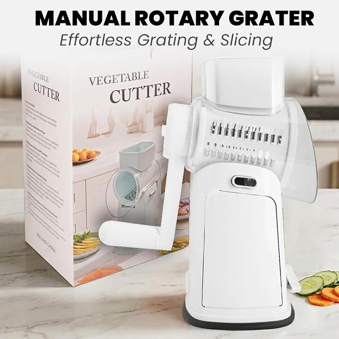 Rotary Cheese Grater Hand Crank, 10-Blade Shredder - Image 5