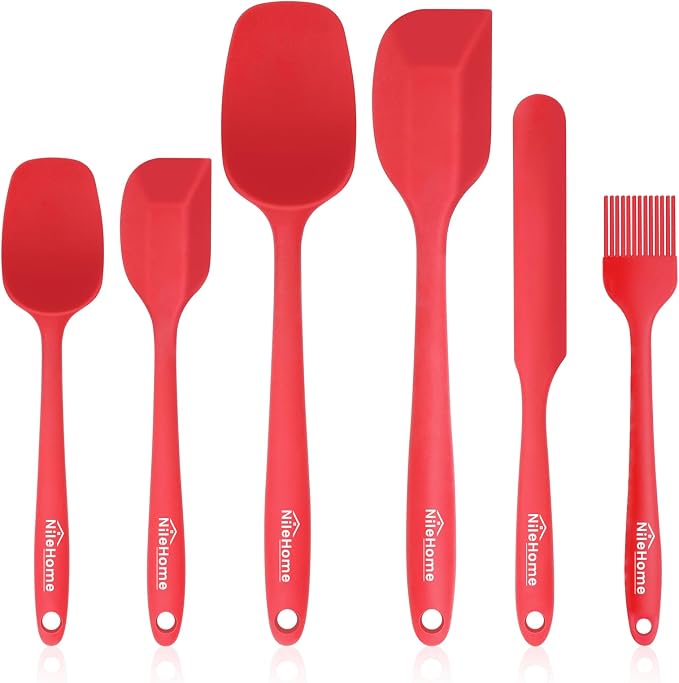 NileHome Silicone Spatula Set 6 Packs Food Grade Kitchen Utensils by NileHome