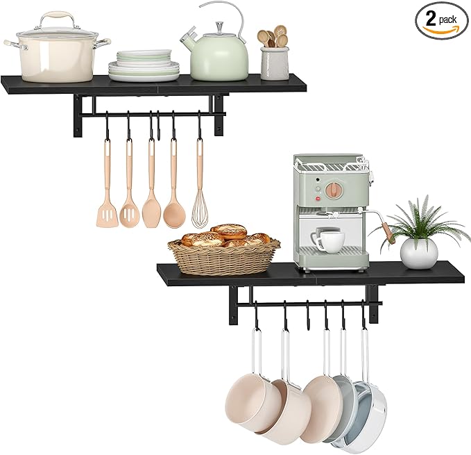 CHOEZON Wall-Mounted Pot Racks, Floating Shelves, Wall Shelves, Vintage Pot by Choezon