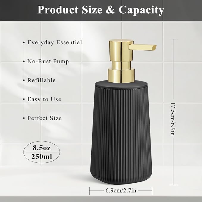 Black and Gold 2 Pack Hand Soap Dispensers Set - Image 6