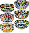 Meolibour Ceramic Cereal Bowls Set of 6, 28 oz Bohemian Soup Bowl