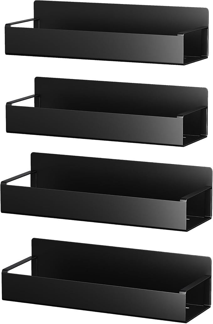 Vetacsion 4 Pack Moveable Fridge Magnetic Spice Racks, Metal Black - Image 7