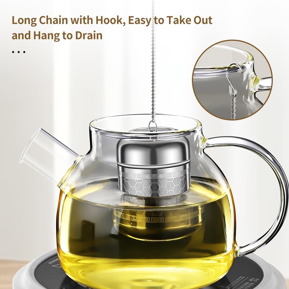 2 Pack Tea Infuser with Drip Tray, Extra Fine Mesh Tea Infusers for