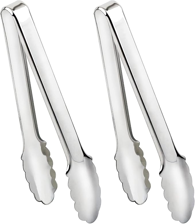 2 Pack Serving Tongs Serving Utensils Salad Tongs Metal Buffet Tongs Non-slip & by IAXSEE